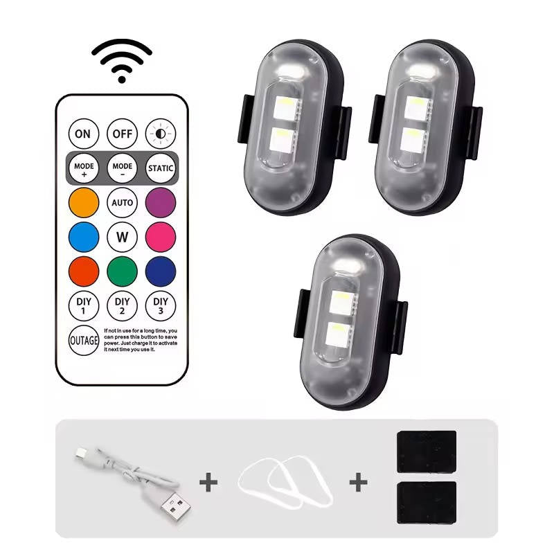 Wireless RGB LED Strobe with Remote Rechargeable Aircraft Style