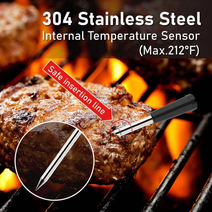 Wireless Bluetooth Meat Thermometer with App Control Waterproof Probe