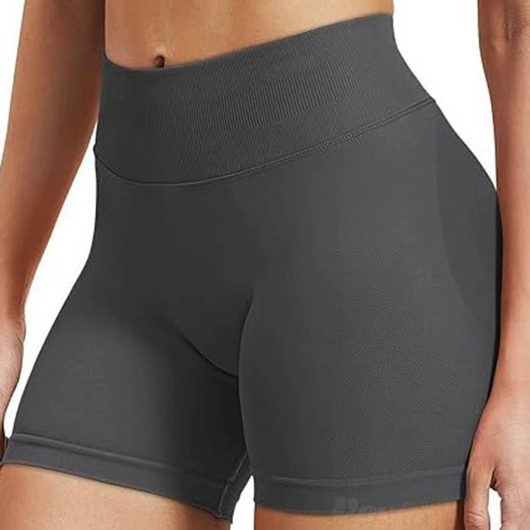 Womens High Waist Seamless Ribbed Activewear Shorts Tummy Control