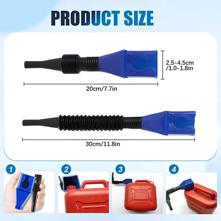 Universal Hands- Oil Funnel with Wide Mouth and Flexible Hose Spill