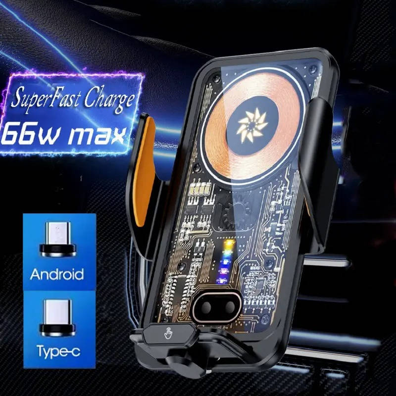 Wireless Car Charger Phone Mount with Auto Clamping Fast Charging