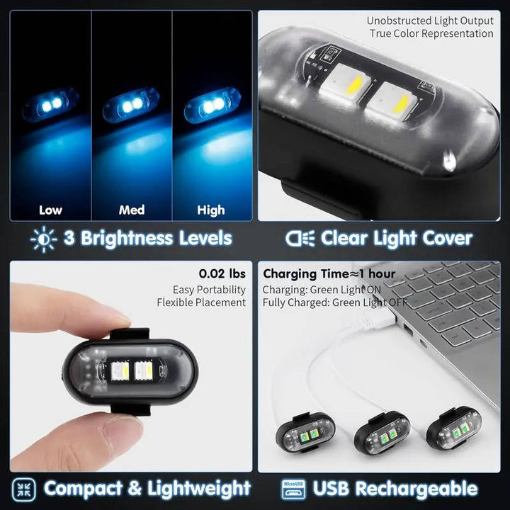Wireless RGB LED Strobe with Remote Rechargeable Aircraft Style