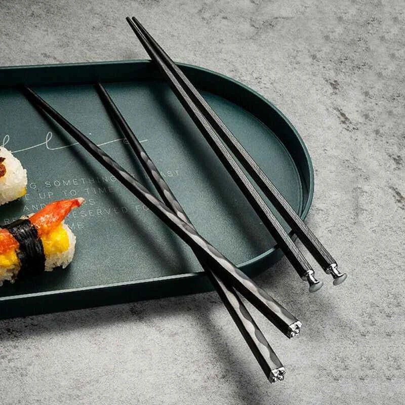 Reusable Non-Slip Alloy Chopsticks Pair Standard Length
