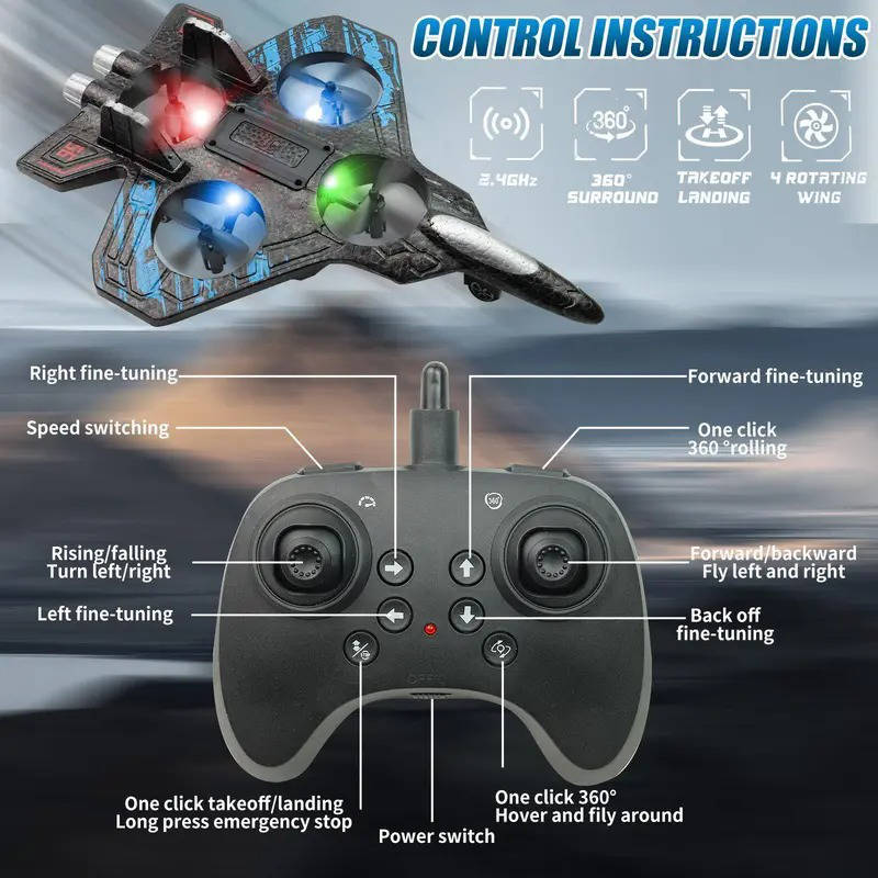Kids RC Jet Plane Toy Foam Durable High Speed Remote Control