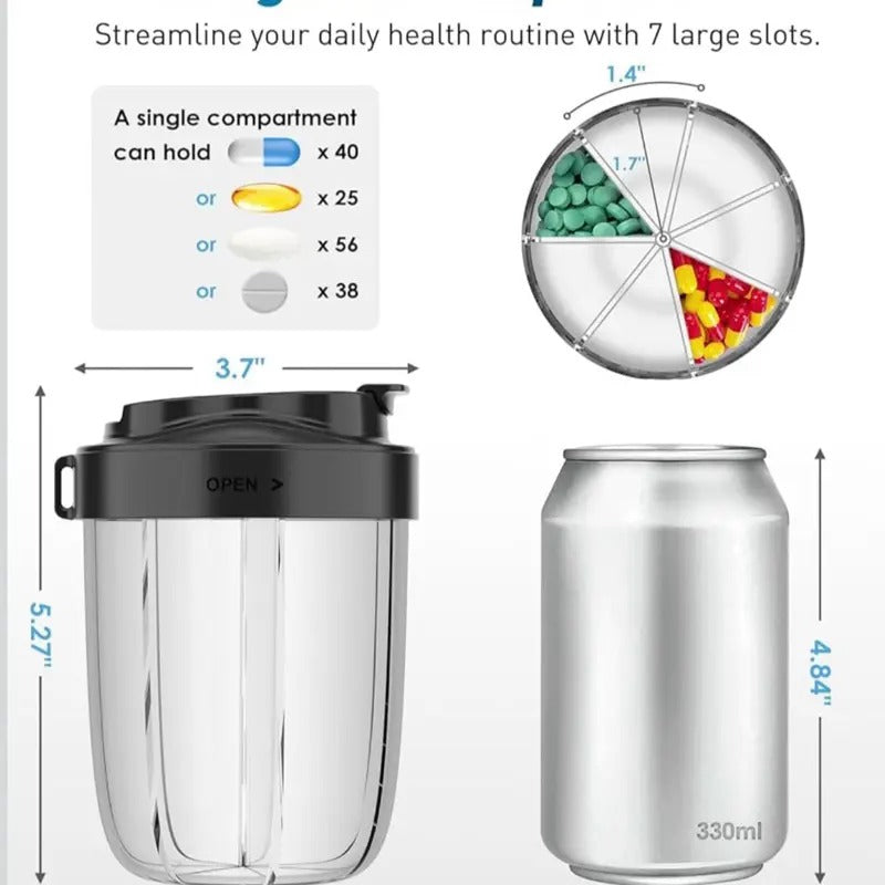 Portable Large Pill Organizer with Compartments Wide Opening Carrying