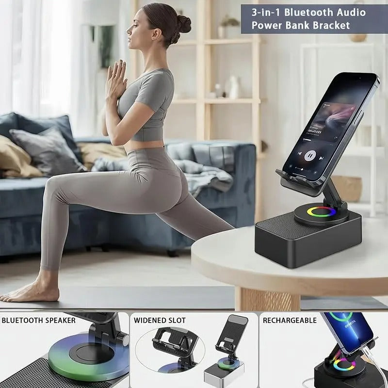 Portable Wireless Bluetooth Desk Speaker with Foldable Phone Stand