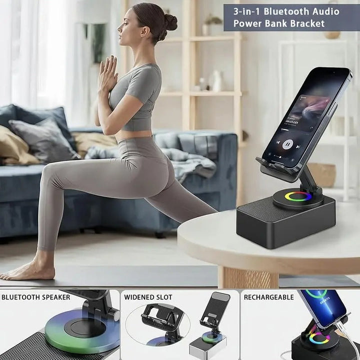 Portable Wireless Bluetooth Desk Speaker with Foldable Phone Stand