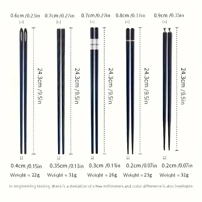Reusable Non-Slip Alloy Chopsticks Pair Standard Length