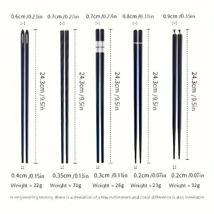 Reusable Non-Slip Alloy Chopsticks Pair Standard Length