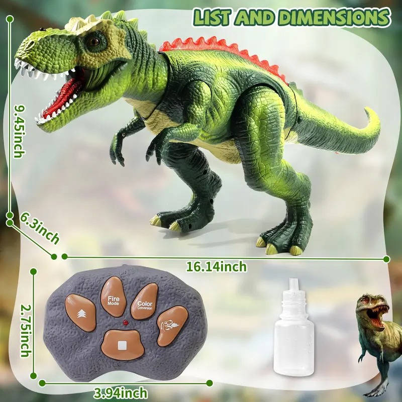 Kids Remote Control Dinosaur Toy with Mist Spray Roaring Sounds Large