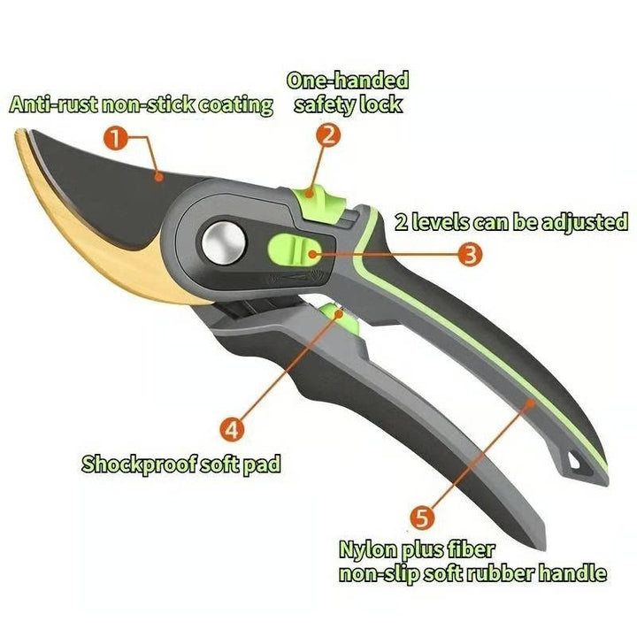 Professional Pruning Shears with Ultra Sharp SK5 Steel Blade