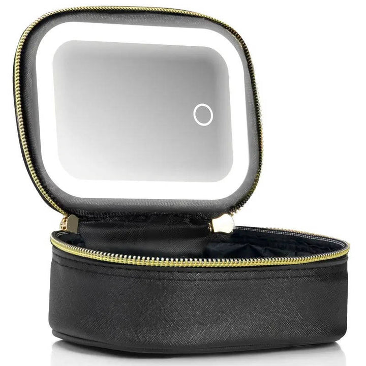Travel Makeup Bag with Adjustable LED Mirror Portable Organizer