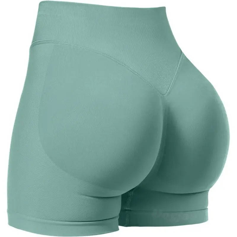 Womens High Waist Seamless Ribbed Activewear Shorts Tummy Control