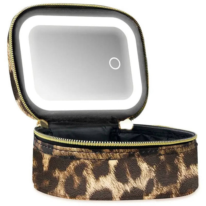 Travel Makeup Bag with Adjustable LED Mirror Portable Organizer