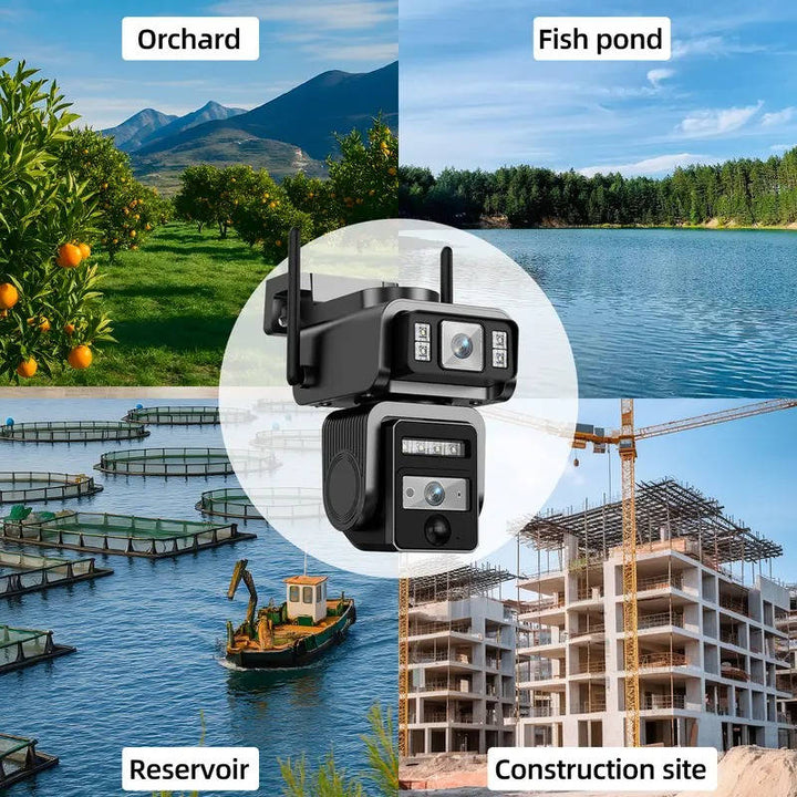 Outdoor Wireless Solar Cctv Security Camera Dual Lens 1080P HD