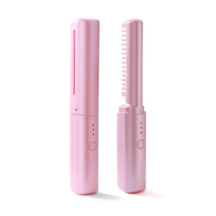 Portable Ceramic Hair Comb Cordless Straightening Brush Frizz Control