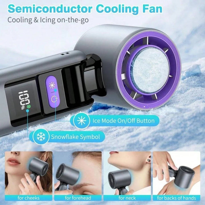 Portable Handheld Fan Rechargeable LED Battery Display Mini Turbo