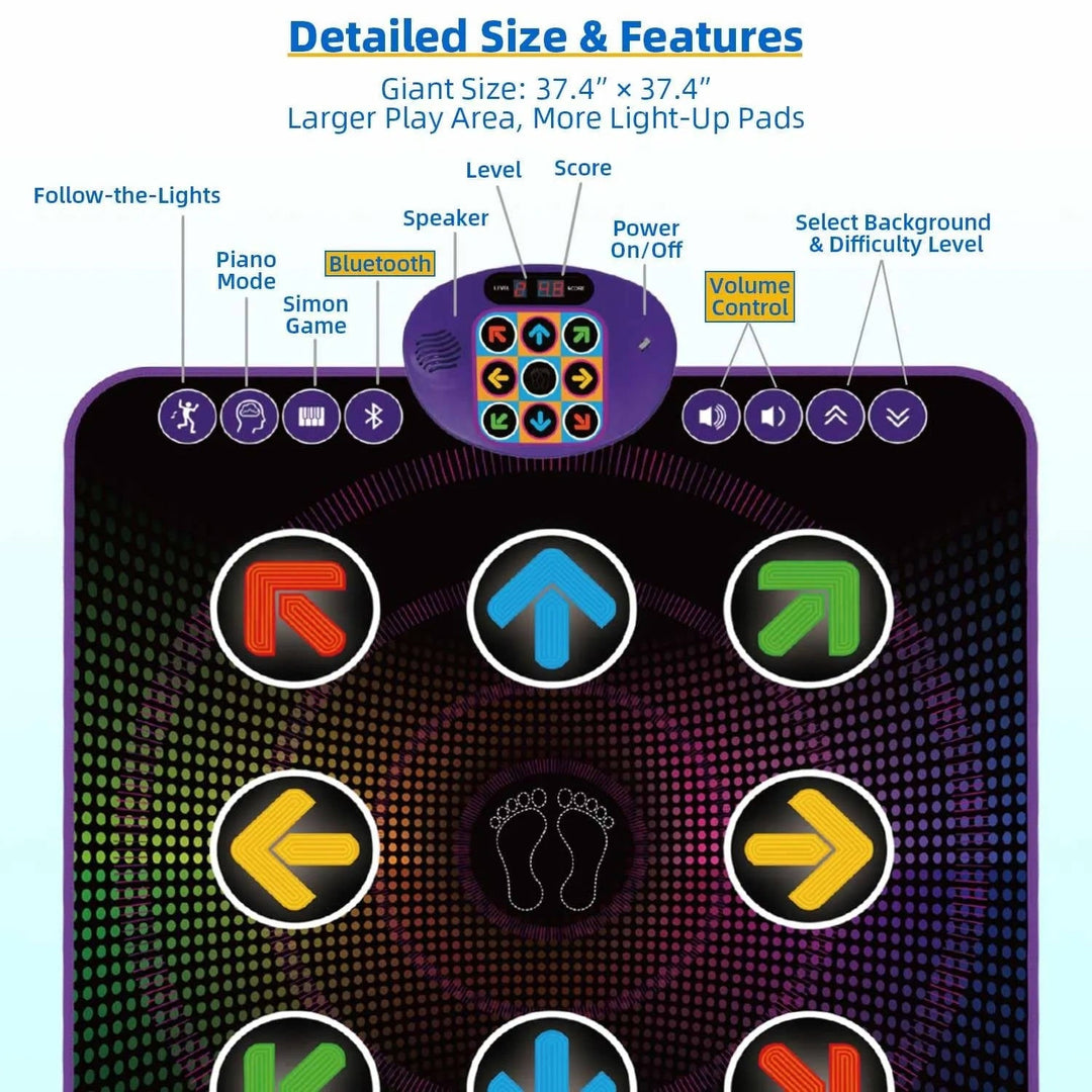 Kids Electronic Dance Mat with Bluetooth Music Game Pad