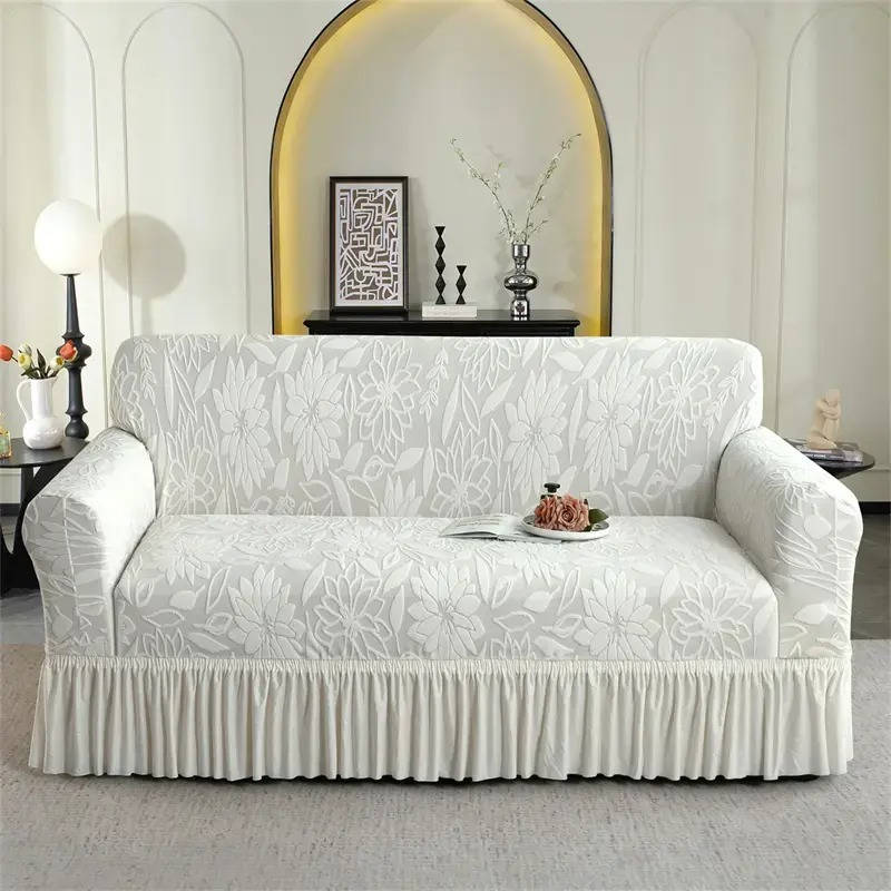 Elastic Sofa Cover Jacquard Fabric Dustproof with Skirt Edge - Lenila
