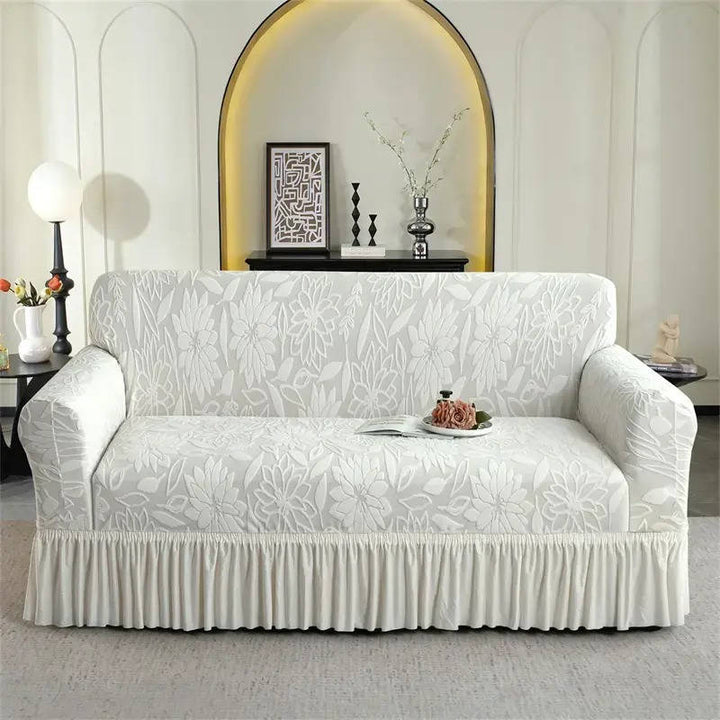 Elastic Sofa Cover Jacquard Fabric Dustproof with Skirt Edge - Lenila