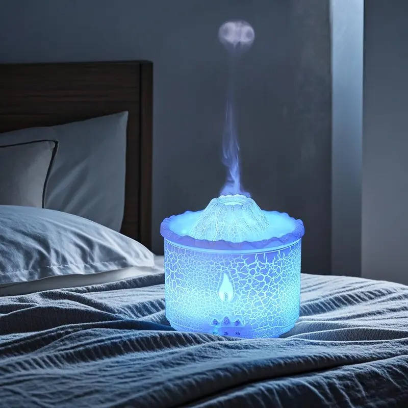 Portable Aromatherapy Oil Diffuser with Night Simulated Volcano Design