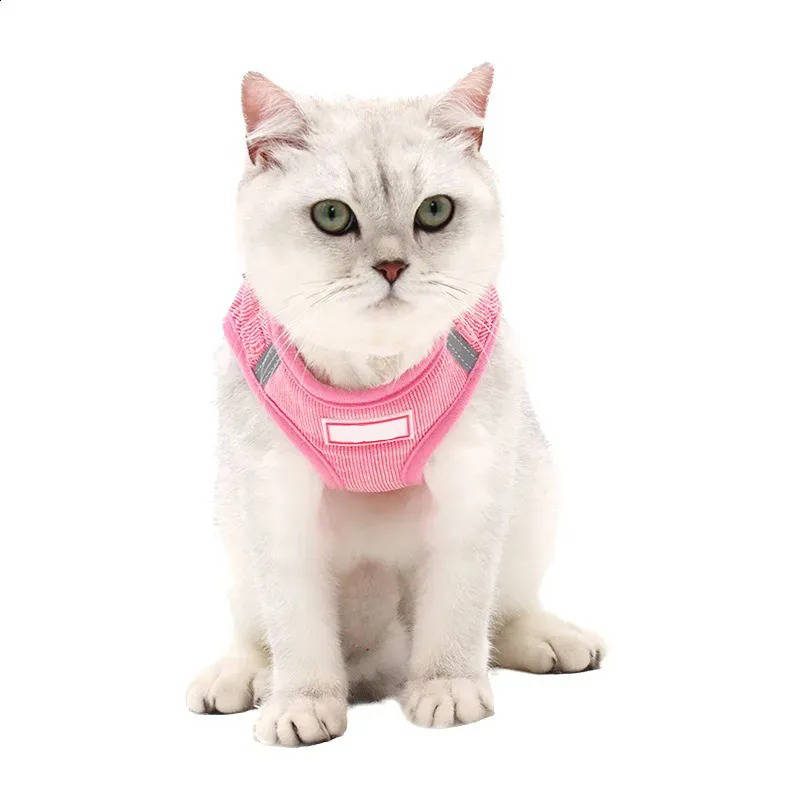 Pet Reflective Corduroy Harness and Leash Set Breathable Chest Strap