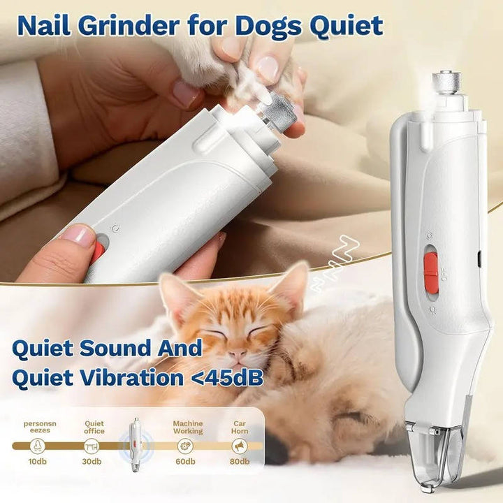 Pet Electric Nail Clipper Grinder LED Low Noise Safe Design