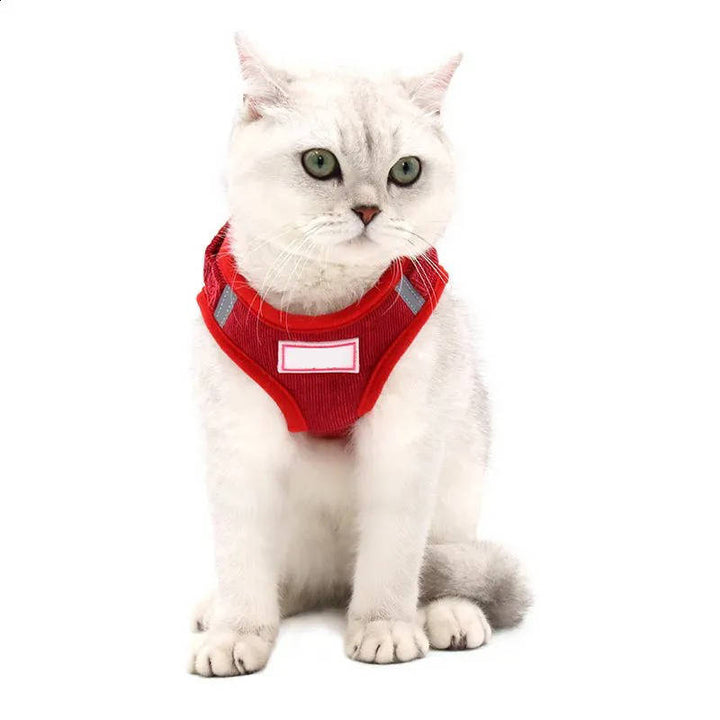 Pet Reflective Corduroy Harness and Leash Set Breathable Chest Strap