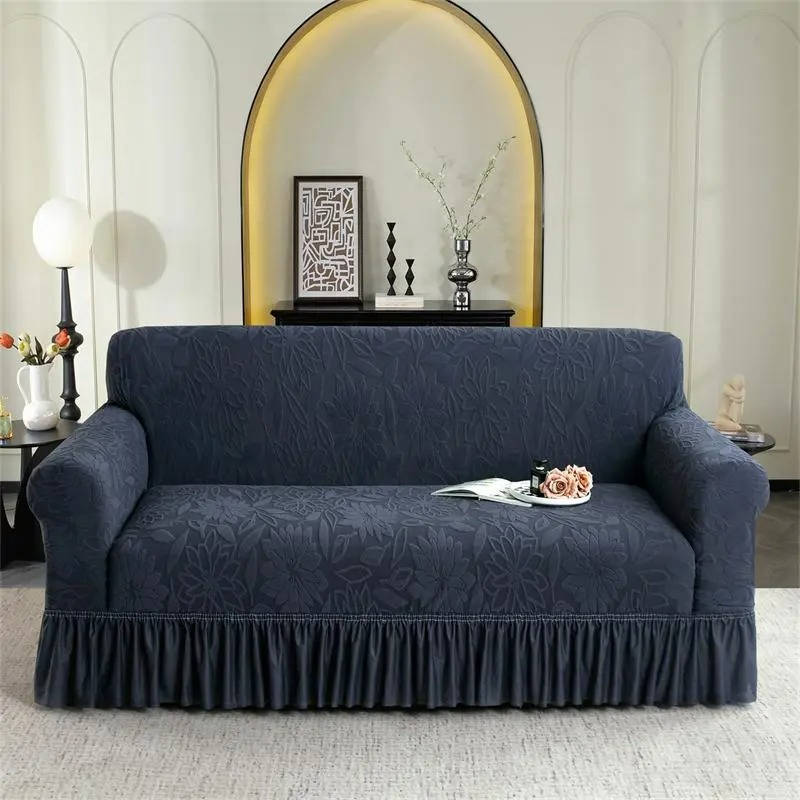 Elastic Sofa Cover Jacquard Fabric Dustproof with Skirt Edge