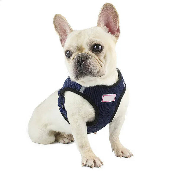 Pet Reflective Corduroy Harness and Leash Set Breathable Chest Strap