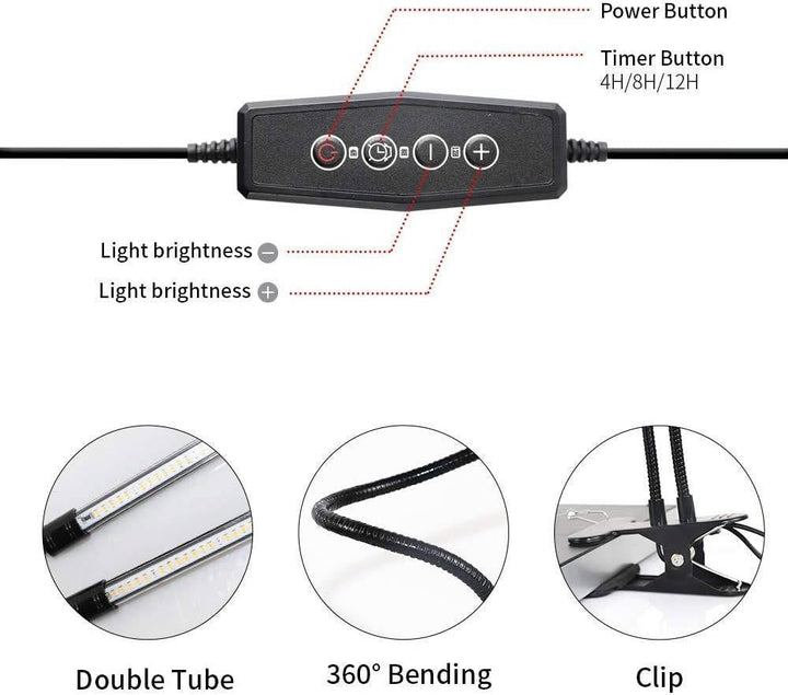 Indoor Plant Grow LED Full Spectrum Clip-On