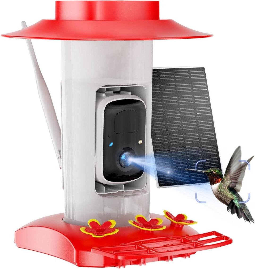 Outdoor Hummingbird Feeder with 21oz Capacity HD 2K Camera Solar - Lenila
