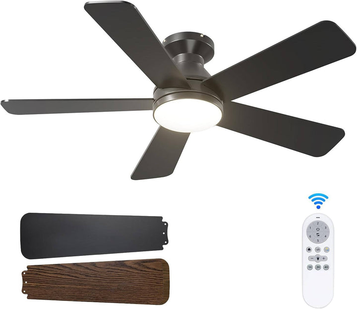 Low Profile Ceiling Fan Flush Mount Dimmable Reversible with Remote - Lenila