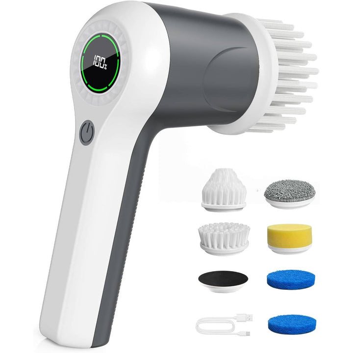 Cordless Electric Spin Scrubber with Battery Display and Cleaning