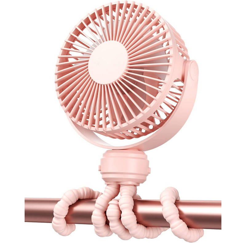 Portable Baby Stroller Fan USB Rechargeable Quiet Clip-On with LED