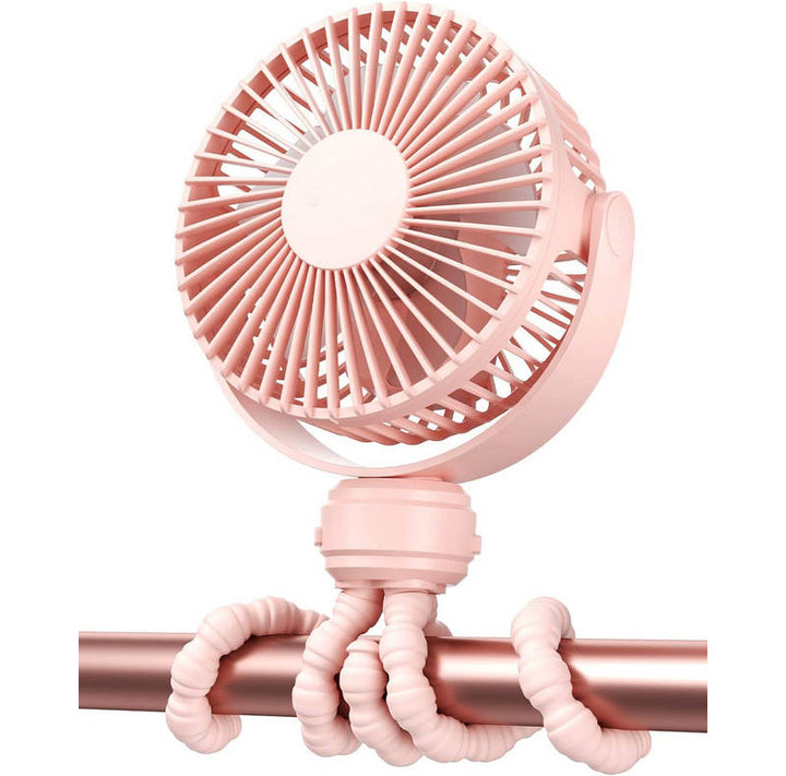 Portable Baby Stroller Fan USB Rechargeable Quiet Clip-On with LED