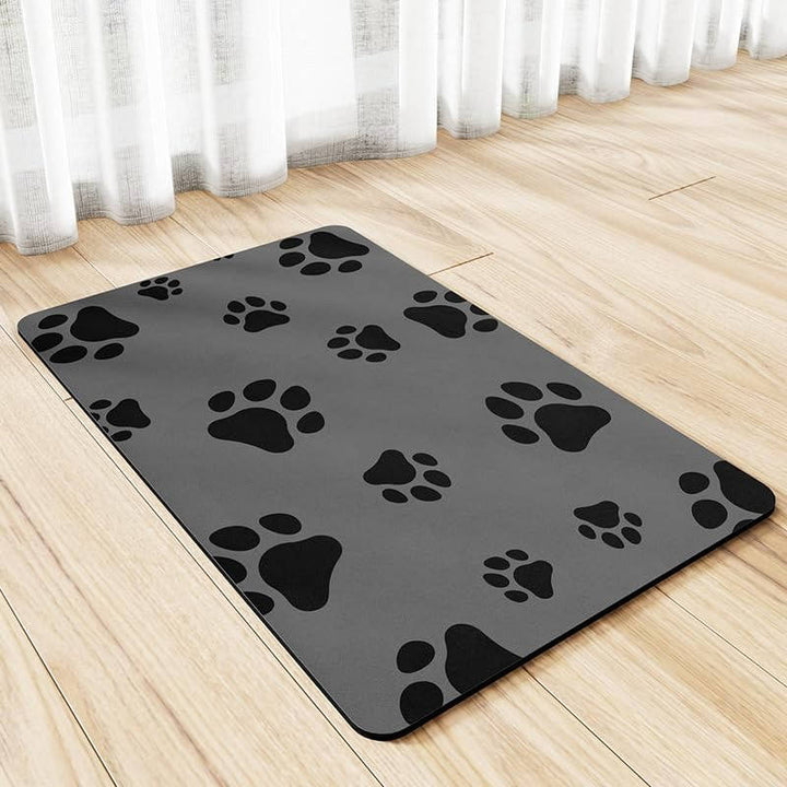 Absorbent Pet Food Mat Quick-Dry Non-Stain Footprint Design