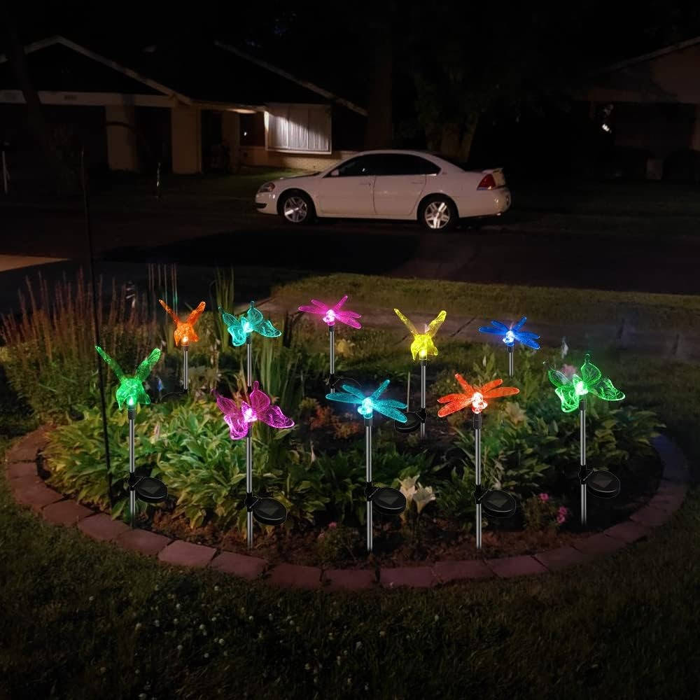 Solar Stake Lights Decorative LED Garden Figurines Outdoor Pathway