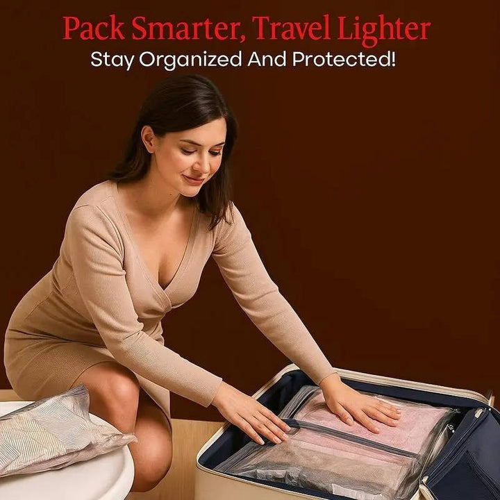 Travel Vacuum Compression Bags Set with Pump Cordless Space Saving