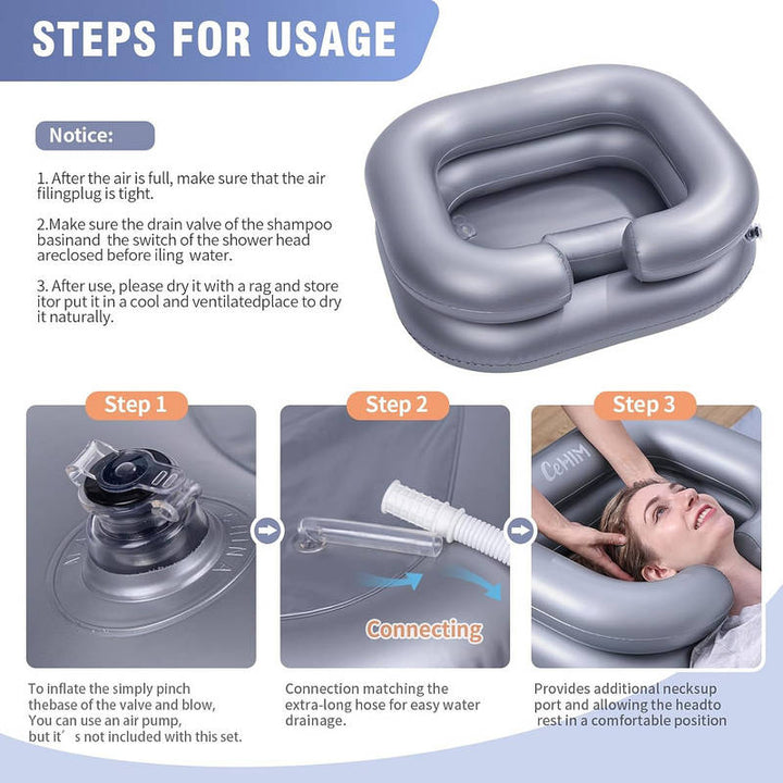 Portable Shampoo Basin with Neck Support for Elderly Kids and