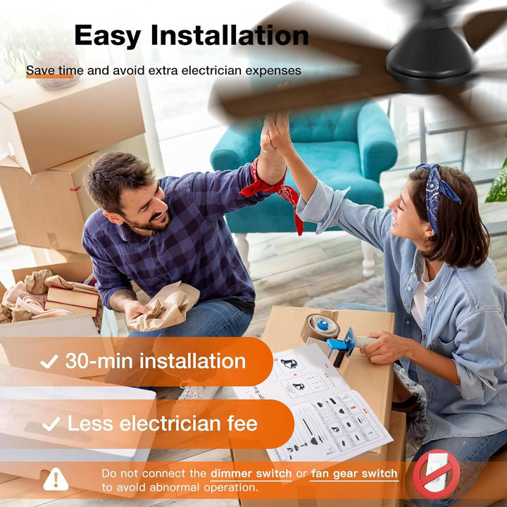 Low Profile Ceiling Fan Flush Mount Dimmable Reversible with Remote