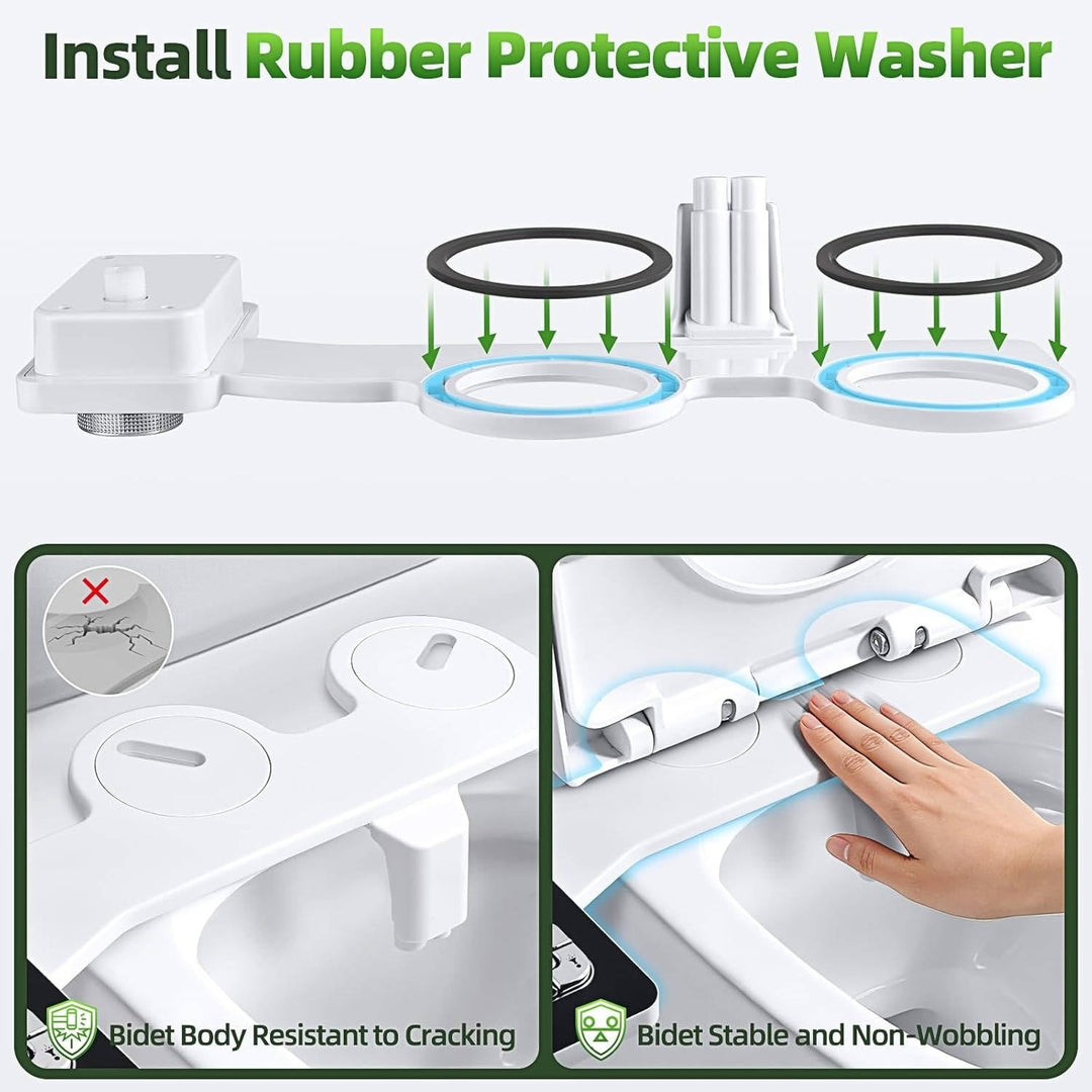 Self-Cleaning Bidet Toilet Attachment with Dual Nozzle Cold Water