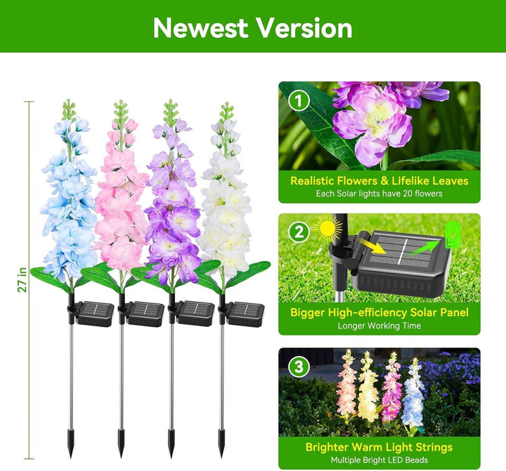 Outdoor Solar Garden Lights Waterproof LED Decorative Flower Design