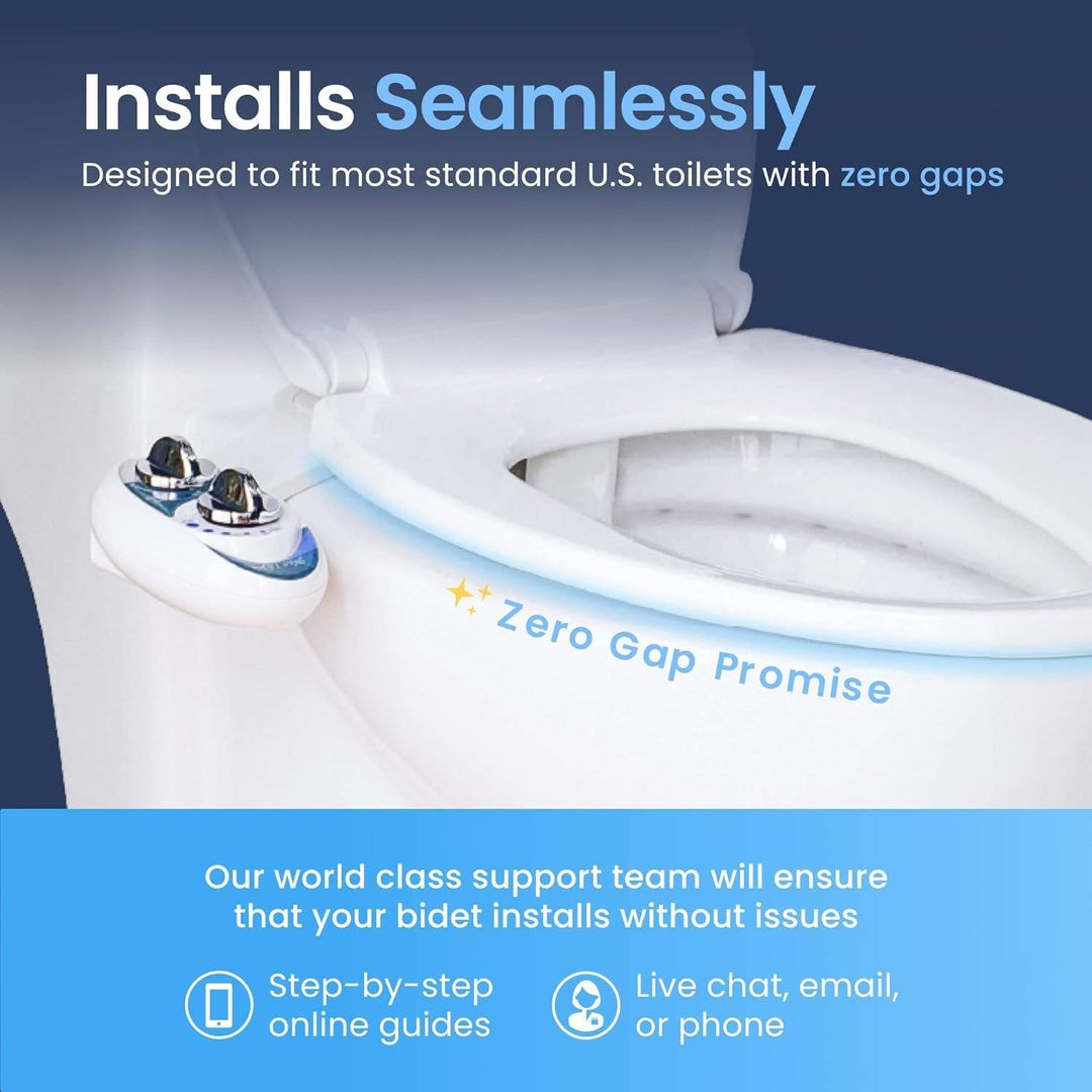 Non-Electric Bidet Attachment with Single Nozzle Adjustable Water