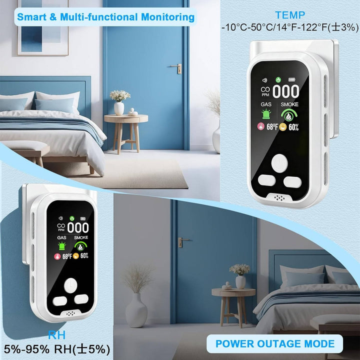 Carbon Monoxide Gas Detector with HD Display Smoke Alarm Temperature