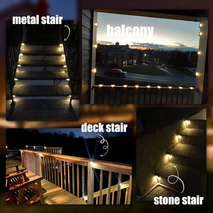 Outdoor Solar Deck Lights Waterproof LED Warm Step Lights