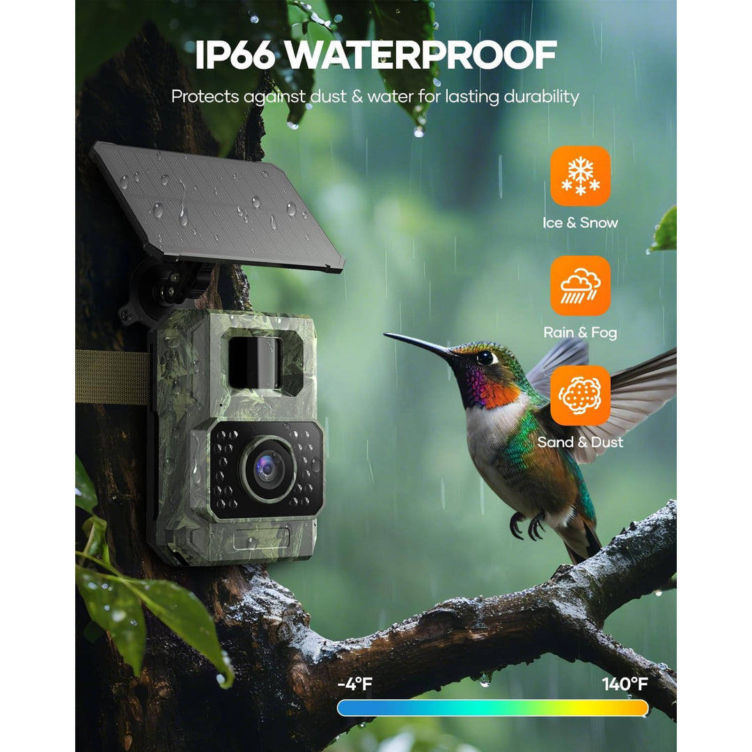 Wireless Solar Trail Camera WiFi Night Vision 48MP 30FPS
