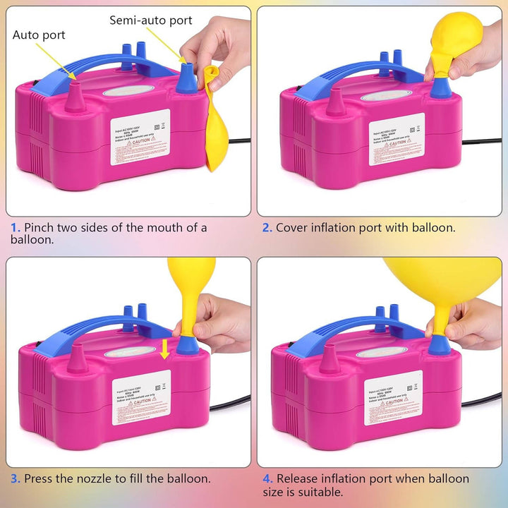 Portable Electric Balloon Pump Dual Nozzle 600W Inflator