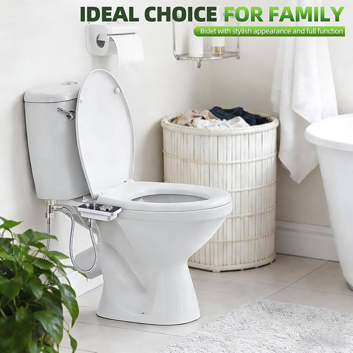 Self-Cleaning Bidet Toilet Attachment with Dual Nozzle Cold Water