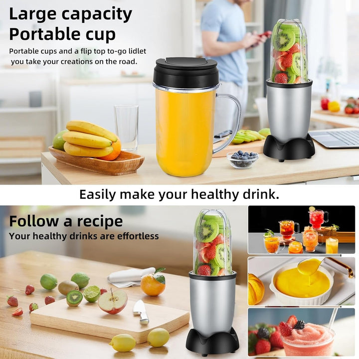 Compact Single Serve Blender with Small Bullet Blending Pieces